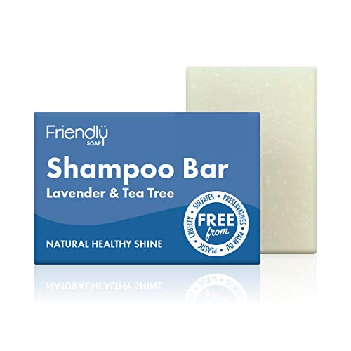 FRIENDLY SOAP Lavender Tea Tree Shampoo Bar - Natural Conditioner, Recyclable Packaging - 95g