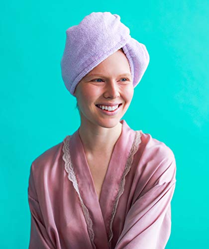 DAILY CONCEPTS Hair Towel Wrap - Quick-Dry, Vegan & Hypoallergenic - Purple, One Size Fits All