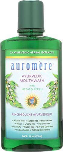 Auromere Ayurvedic Mouthwash - Freshens Breath with Neem, Vegan & Non-GMO - 16 fl oz