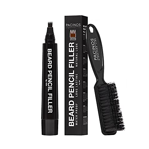 Pacinos Beard Pencil Filler - Long-Lasting, Waterproof Natural Finish for Beard & Brows - Dark Brown