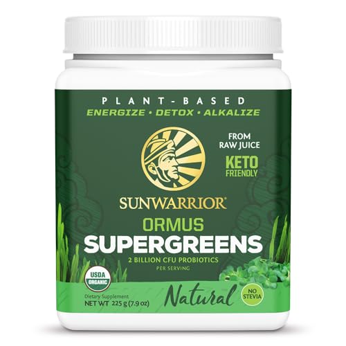 Sunwarrior Ormus Supergreens - Nourishing Organic Blend, Alkalizing & Vitality Boost - 8oz