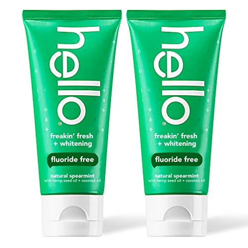 Hello Freakin Fresh Toothpaste - Whitens Naturally, Fluoride-Free, Vegan - 2 Pack, 4 oz Tubes