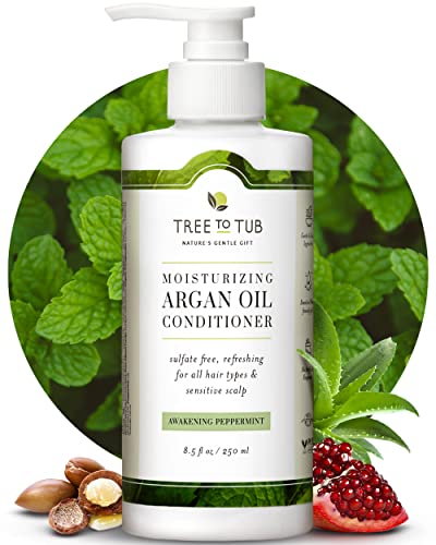 Tree to Tub Hydrating Argan Oil Conditioner - Moisturizes, Calms Scalp, Peppermint Scent - 16oz