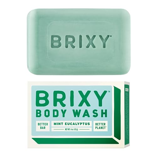 BRIXY Nourishing Body Wash Bar - Softens Skin, Vegan, Plastic-Free, Mint Eucalyptus Scent