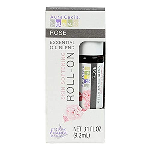 Aura Cacia Rose Aromatherapy Roll-On - Nourishing Essential Oil Blend for Skin - 0.31 fl. oz.