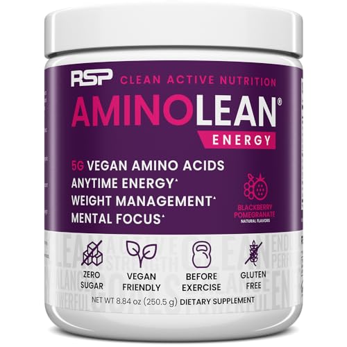 RSP NUTRITION AminoLean Pre-Workout Powder - Boost Energy & Focus, Vegan BCAAs, 30 Servings