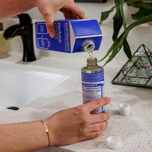 Dr. Bronner's Pure-Castile Liquid Soap - Certified Organic, 82% Less Plastic, Peppermint - 32oz