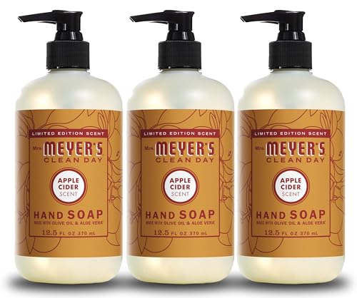 Mrs. Meyer's Hand Soap - Nourishing Essential Oils, Apple Cider Scent - 12.5 Fl Oz, Pack of 3