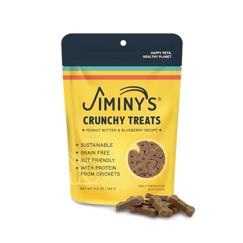 Jiminy's Dog Treats - Hypoallergenic Cricket Cookies, Peanut Butter & Blueberry - 5oz