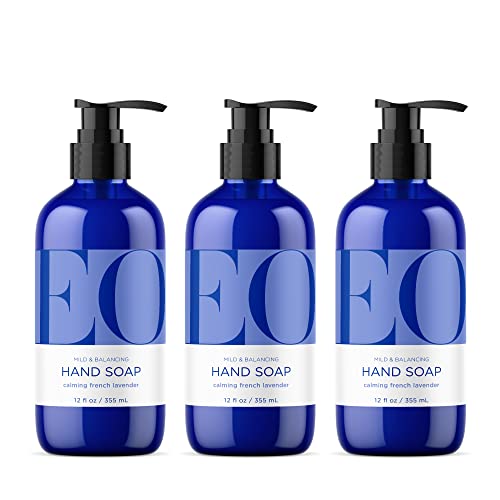 EO Liquid Hand Soap - Organic Lavender Essential Oil Cleanser, Gentle & Nourishing - 3 Pack, 12oz