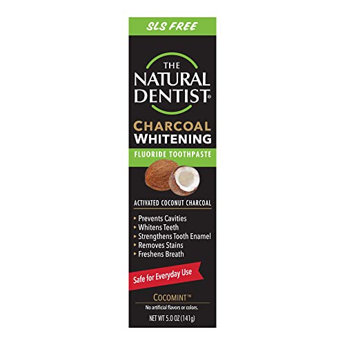 The Natural Dentist Charcoal Whitening Toothpaste - Stain Removal, SLS-Free, Cocomint - 5oz