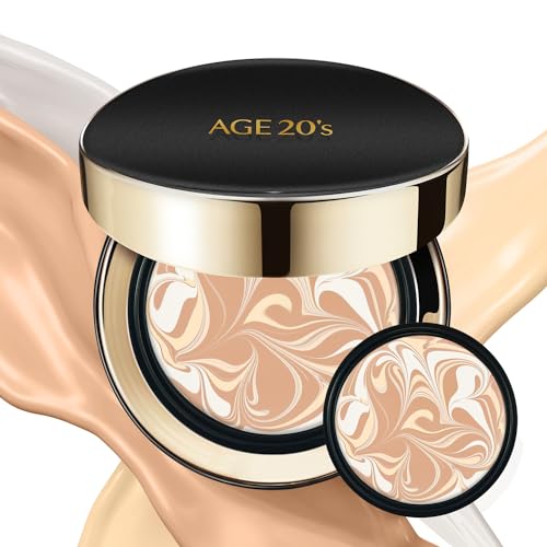 AGE 20's Sunscreen Foundation SPF 50+, Natural Dewy Finish, 71% Essence - 21 Light Beige, 0.49 oz x2