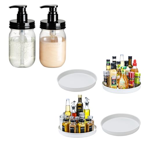 Amolliar Lazy Susan Organizer - Efficient Space Saver, Durable Metal, 10" 4-Pack with Soap Dispenser