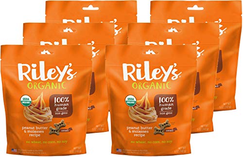 Riley's Organics Dog Treats - USDA Organic, Non-GMO, Supports Immunity & Coat - 5oz, 6 Pack