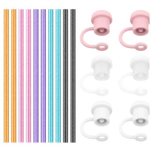 Colorful Straw Set with Cover for Stanley & More - Food Grade, Leak-Proof, 12.13" Length - 10 Pack