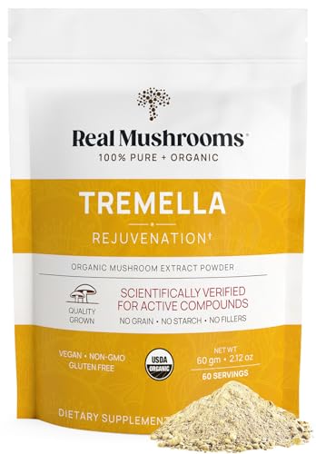 Real Mushrooms Tremella Mushroom Extract - Immune & Brain Support, Organic, Vegan - 60 Servings