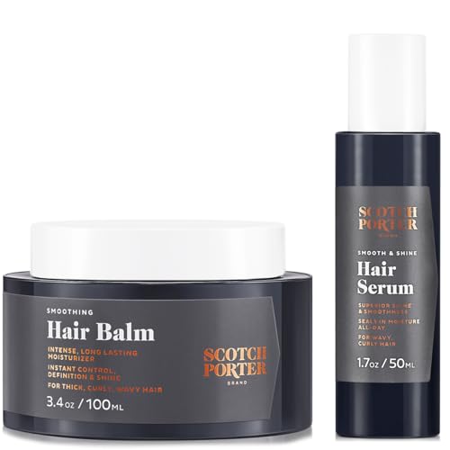 Scotch Porter Hair Care Set - Moisture & Frizz Control, Vegan Ingredients - Balm 3.4oz, Serum 1.7oz