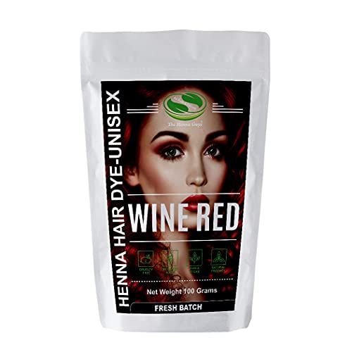 The Henna Guys Hair Dye - 100% Natural, Vegan Color, Zero Chemicals - Wine Red, 100g