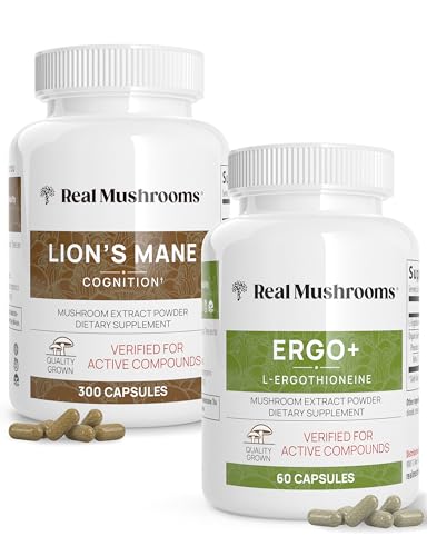 Real Mushrooms Mushroom Supplement Bundle - Brain & Immune Support, Vegan, Non-GMO - 360ct