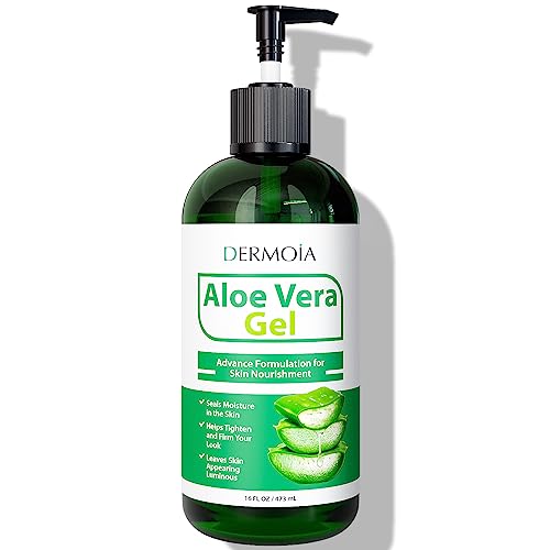 Dermoia Aloe Vera Gel - Hydrating Relief for Sunburn, Eczema & Psoriasis - 16oz