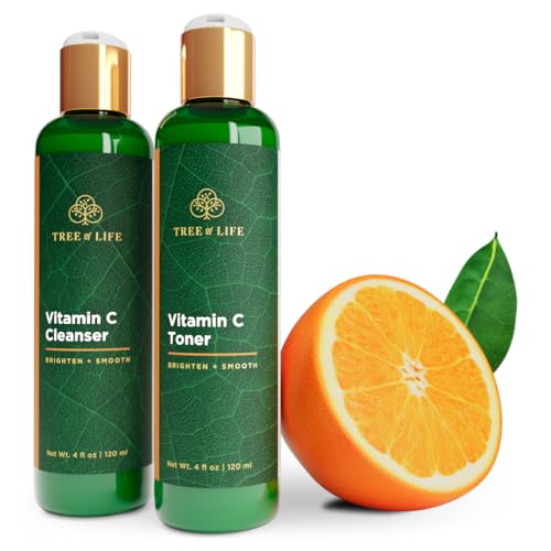 Tree of Life Facial Cleanser & Toner Duo - Brightening, Pore Minimizing, Organic Aloe - 2 x 4 Fl Oz
