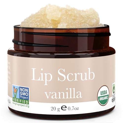 Beauty by Earth Organic Lip Scrub - Exfoliates & Moisturizes for Soft, Smooth Lips - Vanilla