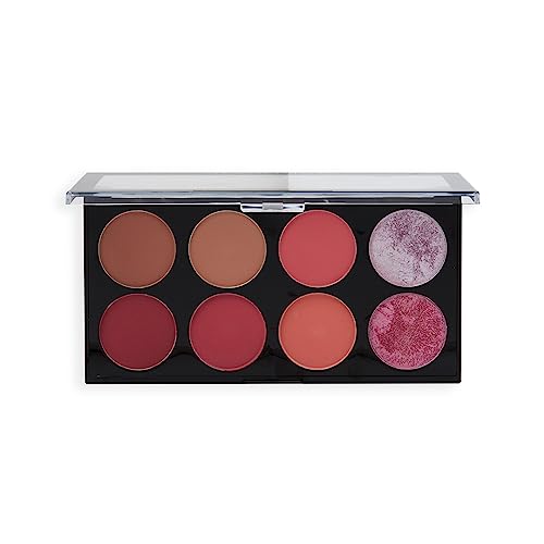 Makeup Revolution Ultra Blush Palette - 8 Versatile Shades, Brightening, Vegan - 13g