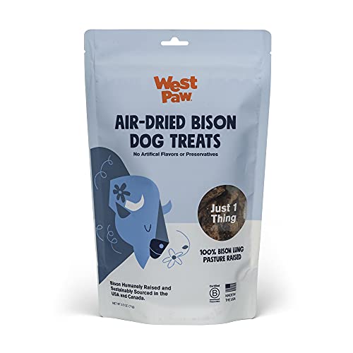 WEST PAW Air Dried Bison Lung Dog Treats - Rich in Protein, All-Natural Ingredients - 2.5 Oz