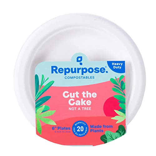 Repurpose 100% Compostable Plates - Plant Based, BPA Free, 240 Count, 6 Inch Round