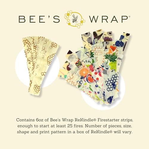 Bee's Wrap Reusable Beeswax Food Wrap & Fire Starters - Keep Food Fresh, Compostable - 3 Pack