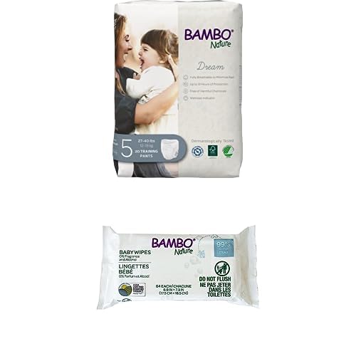 Bambo Nature Baby Diaper - 99% Biobased, Aloe-Infused, Nordic Swan Certified - Size 5, 27-40 lbs