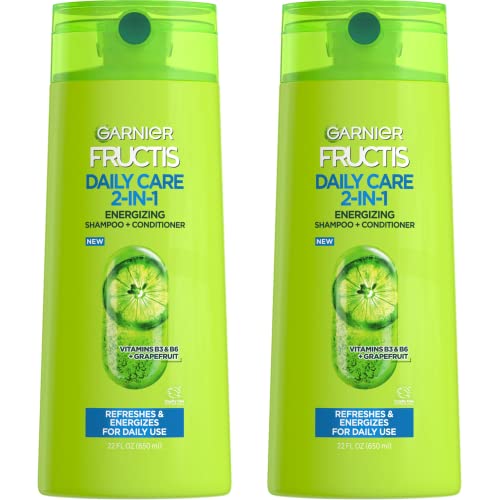 Garnier Fructis 2-in-1 Shampoo & Conditioner - Energizes Hair, Vegan, Paraben-Free - 22oz, 2 Count