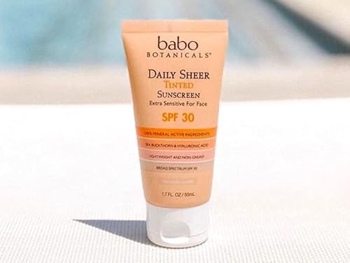Babo Botanicals Mineral Tinted Sunscreen SPF30 - Non-Greasy, Natural Zinc & Rosehip Oil - 3oz