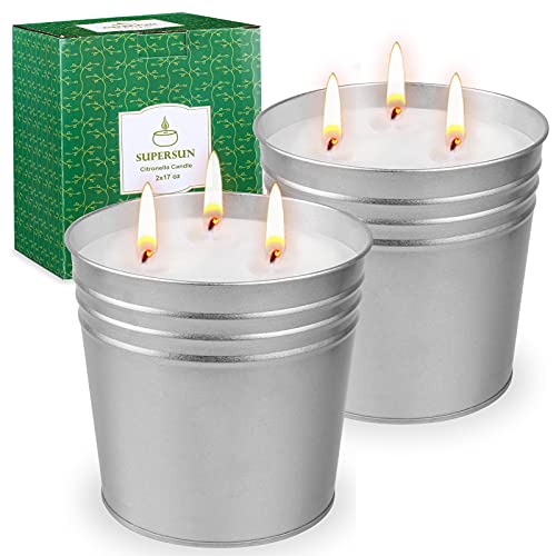 Citronella Candle Set - Natural Soy Wax, Relaxing Aroma for Indoor & Outdoor Use - 2x17oz