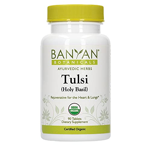 Banyan Botanicals Organic Tulsi Herbal Supplement - Supports Heart, Lung, & Digestive Health - 90 ct