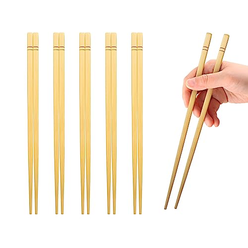 Simplea Nan Bamboo Chopsticks - Durable, Versatile for Dining & Crafts, 5 Pairs - 9.5 Inch