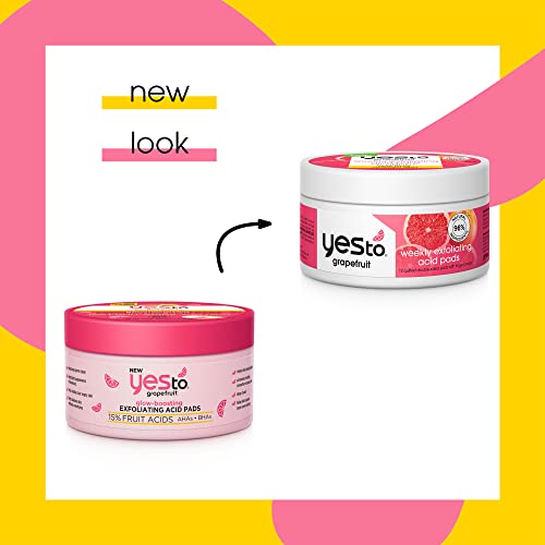 Yes To Grapefruit Facial Peel - Brightens, Exfoliates, Antioxidants, 95% Natural - 12 Pads