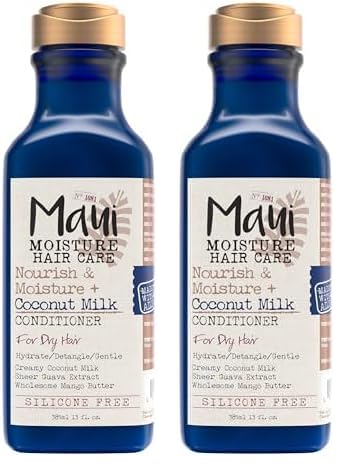 Maui Moisture Coconut Milk Conditioner - Hydrates & Detangles Curls, Vegan, 13 fl oz (Pack of 2)