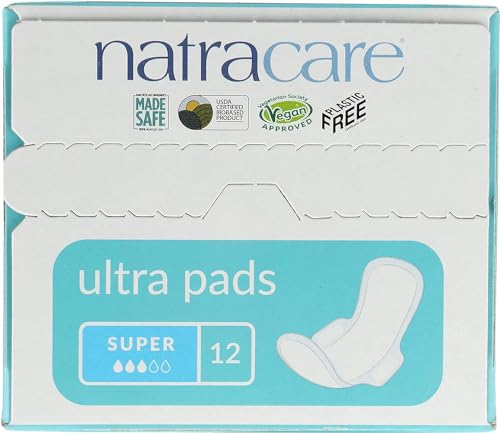 Natracare Menstrual Pads - Super Absorption, Organic Cotton, Biodegradable - 12ct (Pack of 2)