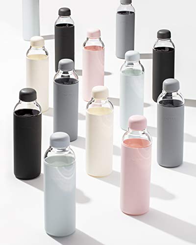 W&P Porter Glass Water Bottle - Healthy Hydration, BPA-Free, Portable, 20oz - Charcoal