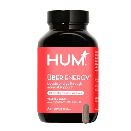 HUM Uber Energy Herbal Supplement - Adrenal Boost & Stress Relief with Ashwagandha - 60 Veg Caps