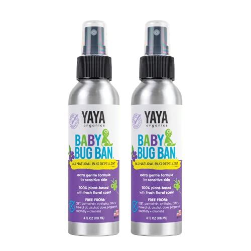 YAYA ORGANICS Baby Bug BAN - All-Natural Repellent for Sensitive Skin, 4oz Spray, 2-Pack