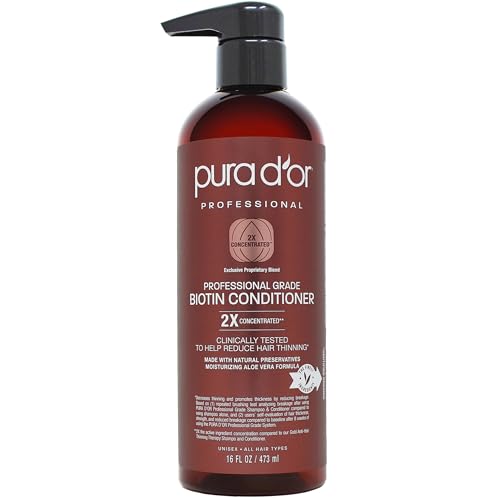 PURA D'OR Biotin Conditioner - Reduces Hair Thinning, Organic Ingredients - 16oz