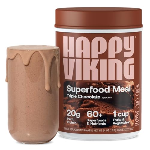 Happy Viking Superfood Protein Powder - 20G Plant Protein, Vegan, Low Carb, 24oz Canister