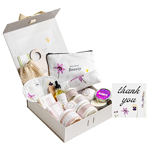 Lizush Bath and Body Set - All-Natural Pampering with Lavender, 15-Piece Spa Gift Basket