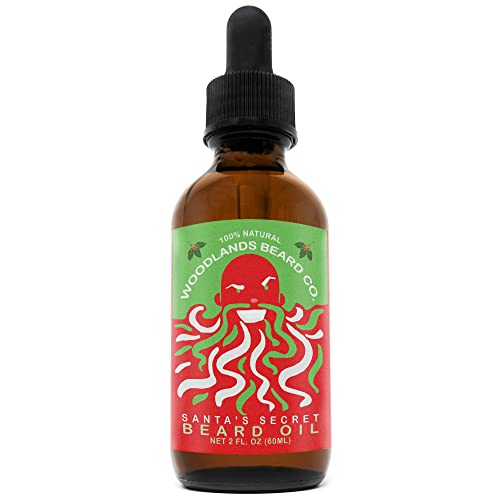 Santa Secret Beard Oil - Nourishes & Softens, Natural Peppermint Candy Cane Scent - 2 oz.