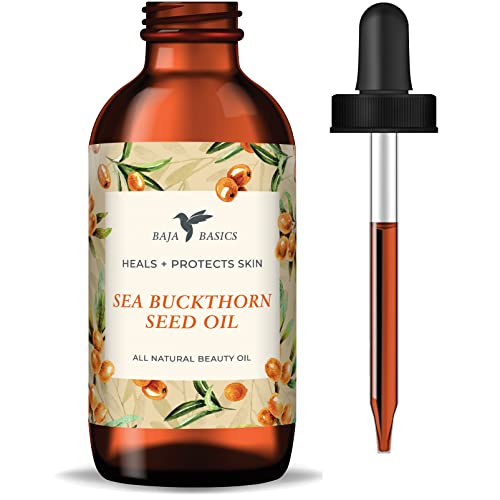 Baja Basics Pure Sea Buckthorn Oil - Hydrating Face & Hair Moisturizer, Vegan - 1 oz