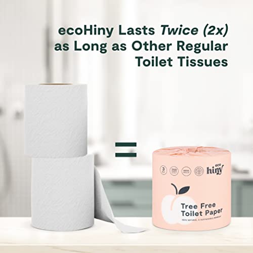 ecoHiny Bamboo Toilet Paper - Soft & Strong, Hypoallergenic, BPA-Free, 12 Mega Rolls, 3 Ply