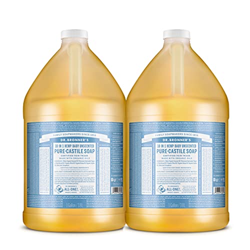 Dr. Bronner's Pure-Castile Soap - Organic Oils for Sensitive Skin, 18-in-1 Uses - 1 Gallon 2-Pack