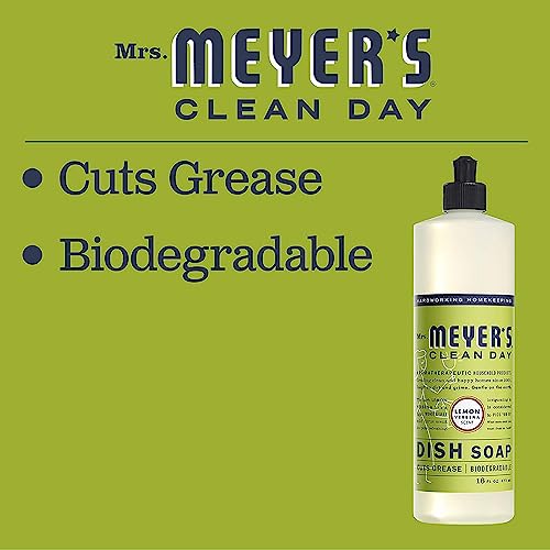 Mrs. Meyer's Dish Soap - Plant-Derived Grease Cutter, Leaping Bunny Certified - Lemon Verbena